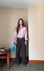 高智感烟粉色~秋季气质通勤百搭经典款纯色长袖衬衫，女装衬衫，湘姗