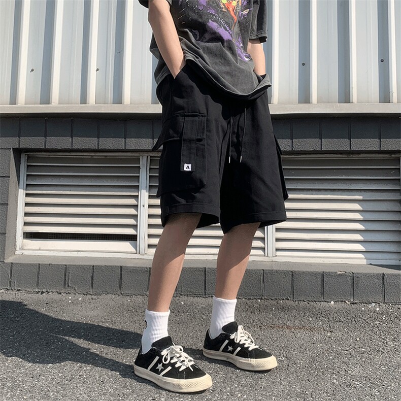 2024夏季设计感抽绳休闲中裤潮牌五分裤美式工装短裤男K6051-P26,男装休闲裤,星座512-2