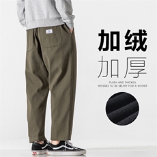 2023HK20139加绒日系无影墙大码纯色绣标长裤M-5XHK20470-P45，男装休闲裤，电商A022