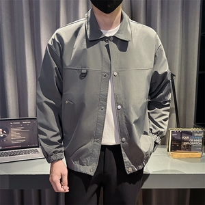 新款社会小伙秋冬男时尚工装夹克男店主外套JK802-P78 控128 黑色图片