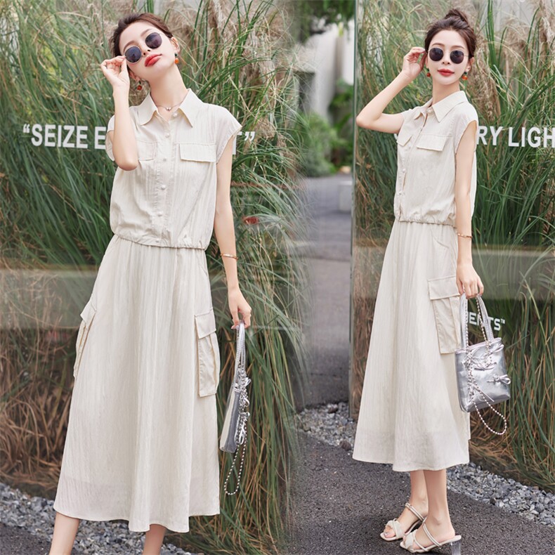 新品档口现货2024年夏季休闲/淑女新款女装连衣裙两件套,女装套装/套裙,靓星雨