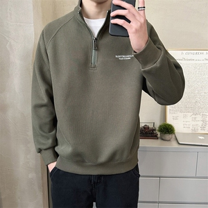 半拉链卫衣男立领春秋季宽松休闲长袖上衣男士外套潮牌刺绣打底衫图片