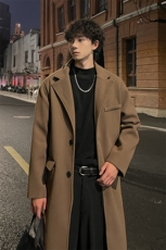 秋冬韩系休闲毛呢大衣男宽松风衣中长款外套MN8693/P100加棉P110，男装风衣，电商B316