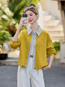 条纹拼接假两件衬衫薄外套女2025春夏新款宽松休闲百搭防晒衣上衣图片