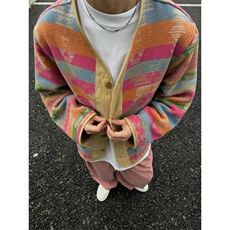 【有货】复古宽松民族风撞色V领彩虹夹克外套男3106CC-特P65，男装民族服装，星座1007（原301D）