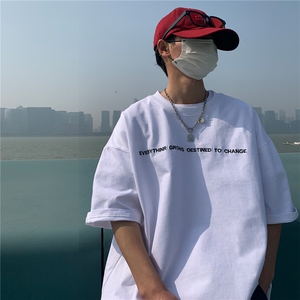 403-TX03-P40 控58 现货280克重磅纯棉潮牌刺绣宽松短袖t恤图片