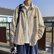 衬衫男条纹韩版潮流帅气2023秋夏新款ins宽松百搭外套CY006-P33，男装衬衫，星座412-3