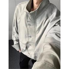 J48-P95美式复古立领工装牛仔外套男春秋季高级感，男装工装外套，电商B323A