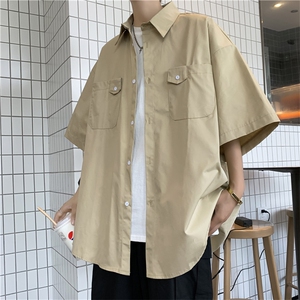 衬衫男短袖韩版潮流口袋个性2023夏季新款ins宽松外套CY343-P33