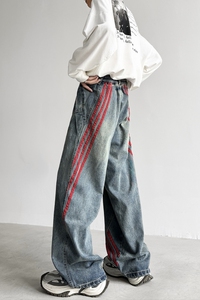 美式高街牛仔裤男 潮牌个性宽松休闲裤N5186-P53图片