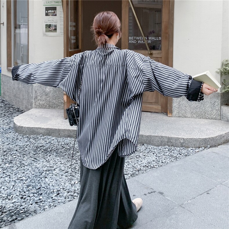 休闲条纹衬衫百褶半身裙套装女春秋季两件套清纯系ootd穿搭一整套,女装套装/套裙,2C168