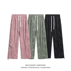 抖音品质秋季新款褶皱灯芯绒宽松伞兵裤B315-K24304-特p35控68，男装休闲裤，电商B315