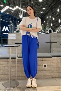 2022夏季时尚运动套装女宽松休闲白搭两件套短袖T恤薄款夏季卫裤图片
