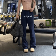 美式高街潮牌男女运动休闲裤直筒宽松慵懒显瘦印花休闲卫裤子，男装休闲裤，电商A486