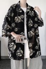 花色短袖衬衫港风日系设计感小众衬衣潮ins痞帅宽松A071-C41-P38，男装T恤，电商A071