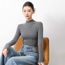 2025年秋季单件套头时尚百搭通勤简约半高领，女装羊毛衫，元素羊绒