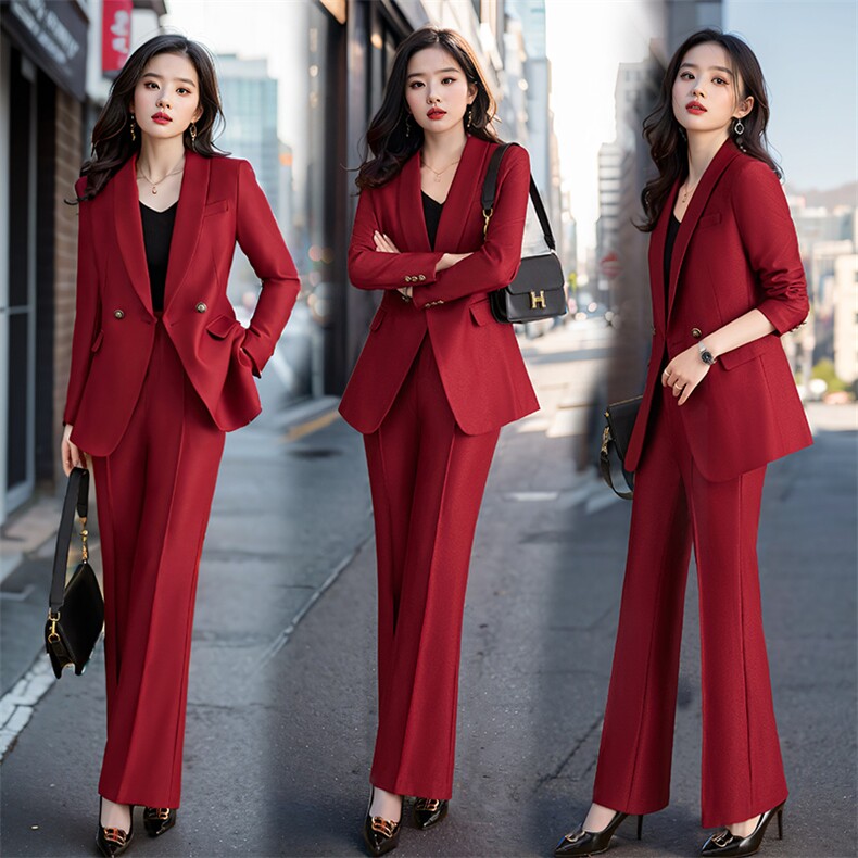 现货2023秋季时尚简约大方气质优雅收腰显瘦修身百搭潮流两件套，女装套装/套裙，韩然一族