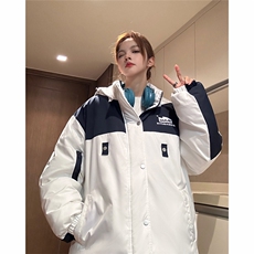 EQ333撞色连帽冬季加厚棉衣外套男女情侣装工装棉服2024新款，男装棉衣，电商C306-1
