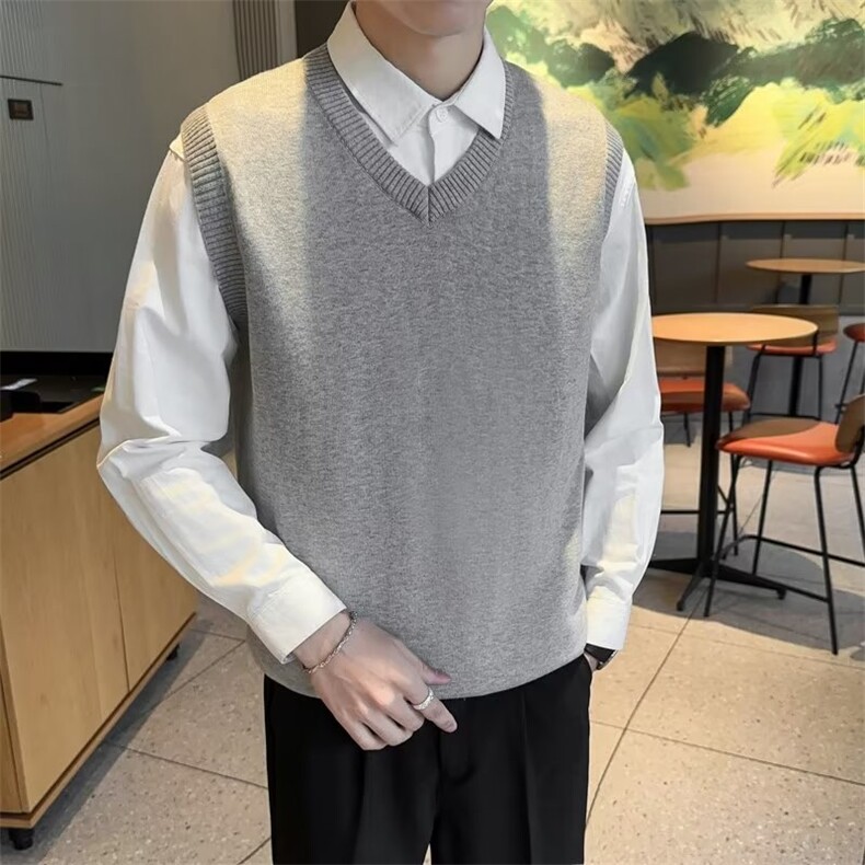 无袖针织毛衣背心v领马夹纯色套头坎肩毛线打底秋冬马甲男装,男装背心/马甲,星座506A