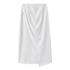 2025夏装设计感不规则高腰中长款百搭钉珠半身裙，女装半身裙，卡杰菲