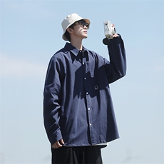 2025春款cityboy白色百搭纯色长袖衬衫宽松衬衣A017C6P58，男装衬衫，电商A017