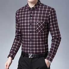 冬季格子保暖衬衫男士中年加绒加厚男装衬衣新款真超柔绒布打底衫，男装衬衫，电商B212（原钱塘6029）