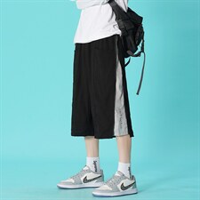 港风男士宽松直筒潮流运动休闲ins蓝底潮牌七分裤DK7108-P43控68，男装休闲裤，星座717