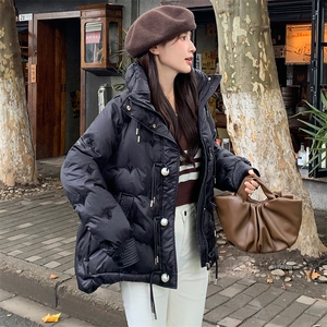 时尚保暖女式中长款棉服 气质百搭休闲外套 显瘦显高冬季图片