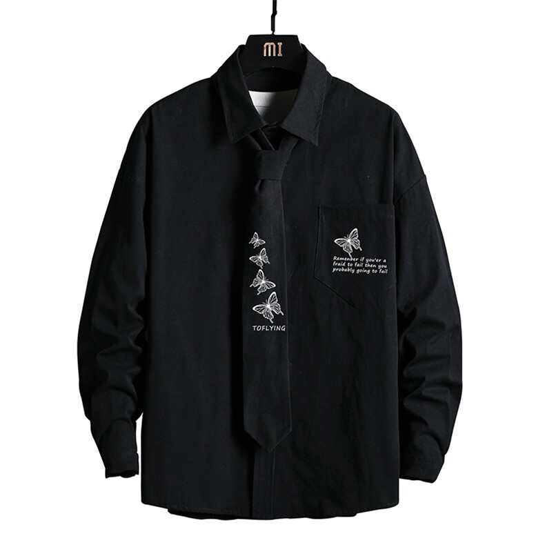 LC42108-P45痞帅领带长袖衬衫男士大码dk制服男jk衬衣男网格挂拍,男装衬衫,电商A040A
