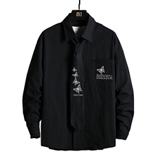 LC42108-P45痞帅领带长袖衬衫男士大码dk制服男jk衬衣男网格挂拍，男装衬衫，电商A040A