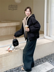 韩系工装风连帽派克服羊羔毛绒外套女冬2025新款保暖加厚加绒外套，女装短外套，艾米莉亚