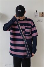 19年秋冬新款假两件条纹休闲潮流时尚款卫衣DS-B293-N101，男装卫衣，电商A306