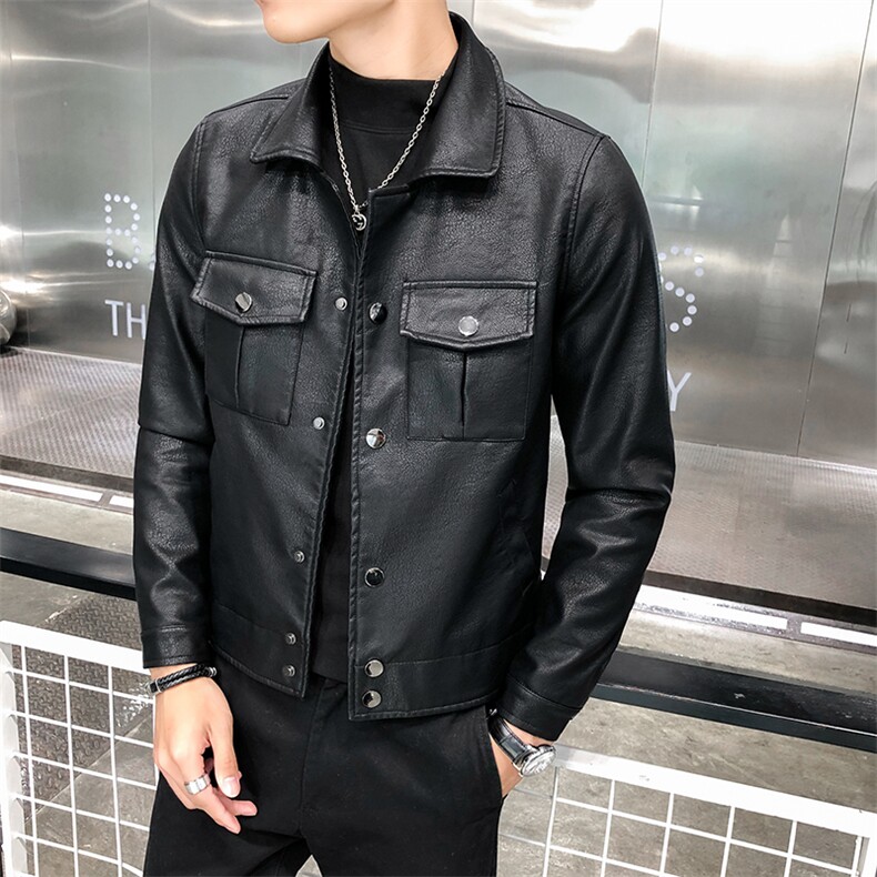 312A-5-X48-P120新款皮衣男韩版立领机车服青年水洗皮夹克b,男装夹克,星座312A-5
