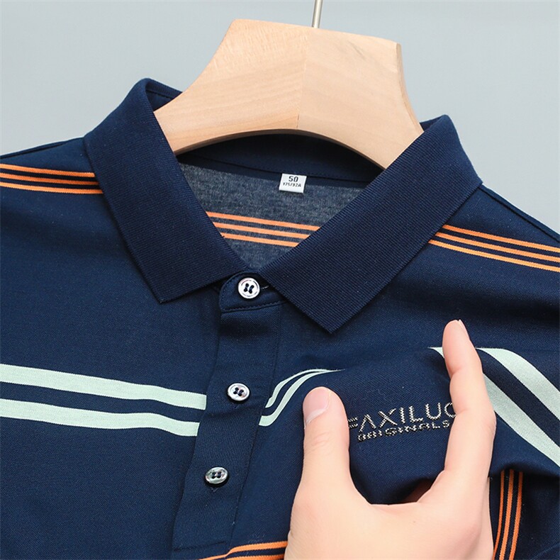 2023夏季新款polo衫男士短袖丝光棉t恤男商务休闲翻领衣服男装,男装T恤,电商B212（原钱塘6029）