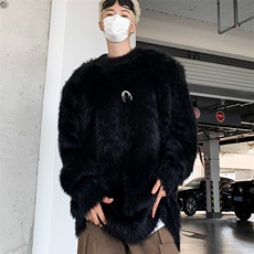 小众金属高级感垫肩毛衣男冬季慵懒风情侣水貂毛绒针织衫，男装针织衫/毛衣，星座410-7