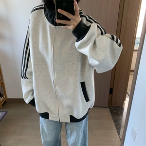 抖音得物高品质 美式高街重磅结构设计拼接织带立领卫衣外套 CM42图片
