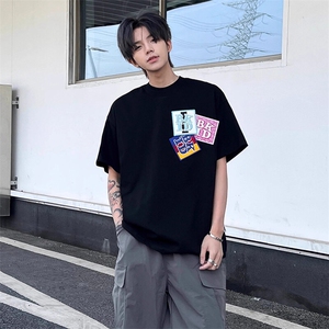 万针全刺绣工艺抖音得物高品质260克重磅纯棉双纱美式高街短袖T恤图片