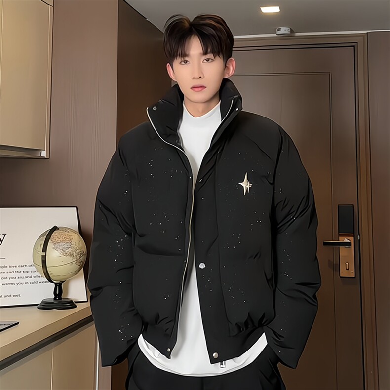 满天星潮牌夹克男2025春季新款高级痞帅cleanfit美式立领飞行外套,男装棉衣,电商B381-1