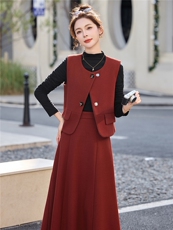 2026春装新款简约时尚休闲修身三件套，女装套装/套裙，罗腾