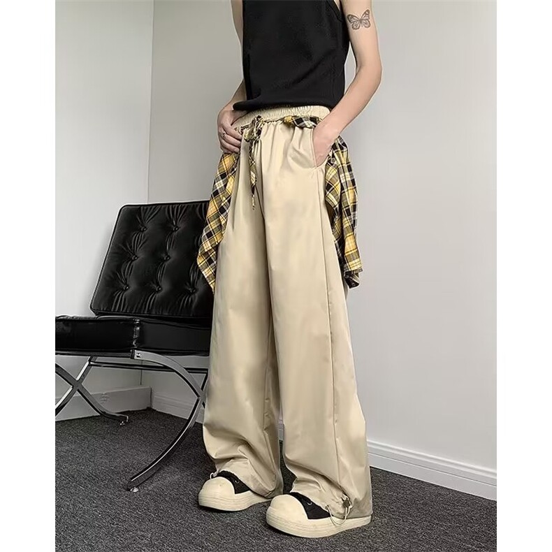 秋季美式复古宽松潮牌街头嘻哈直筒裤格子围裙休闲裤男A638/P45，男装休闲裤，星座506