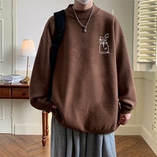 半高领毛衣男大码胖子针织衫毛线衣M18430-P45加绒款-P65，男装针织衫/毛衣，电商A040