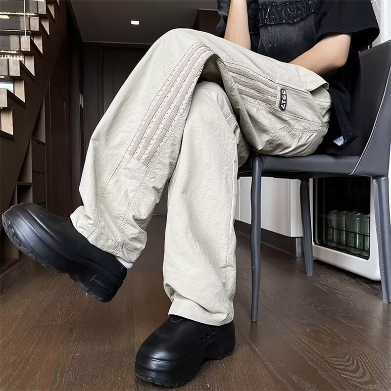 f2ocus美式条纹冲锋裤男女高街宽松直筒休闲裤运动裤潮B8555-p40,男装休闲裤,星座1008