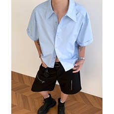 短袖宽设计高级感衬衫cleanfit男女情侣休闲宽松短袖衬衣LS47P39，男装T恤，星座1013-5
