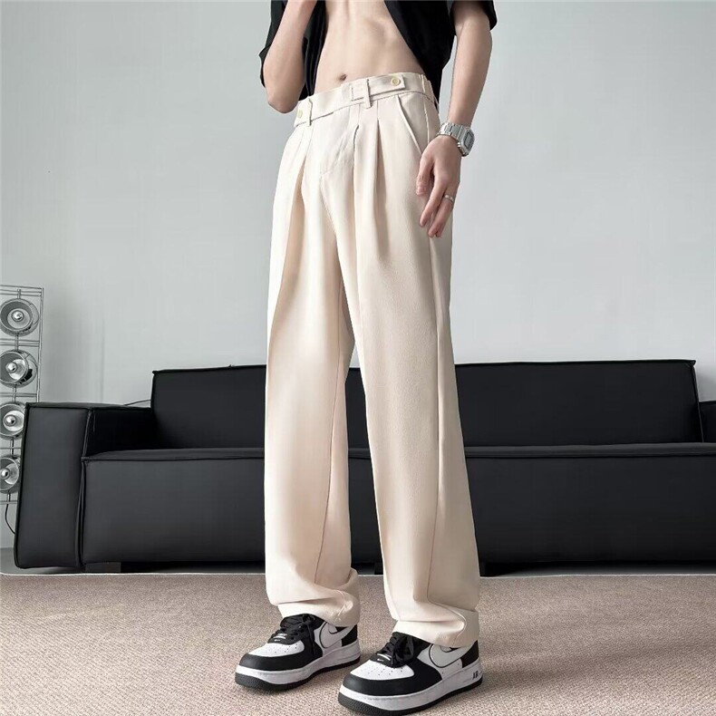 那不勒斯西裤男女薄款冰丝宽松直筒裤潮牌痞帅休闲西装裤-K4677,男装西裤,星座601-1