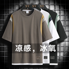 冰氧仿棉短袖网格挂拍体恤夏季休闲百搭印花男上衣TC3157-P25控48，男装T恤，星座717