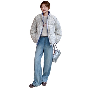独特漂亮超好看碎花羽绒服女冬2024年新款新中式国风立领短款外套图片