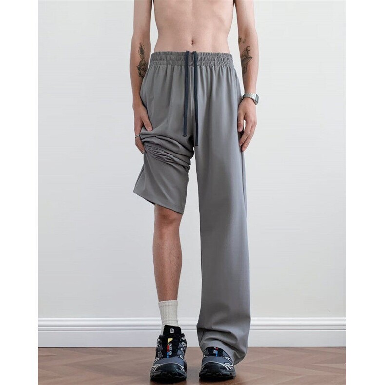 胖胖哥美式潮牌高级设计抽绳休闲裤男秋季大码宽松直筒阔腿长裤子，男装皮裤，星座601-1