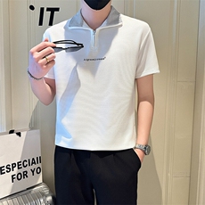 店主风社会小伙男士翻领刺绣POLO衫男短袖T恤301A-1/PL106/P55，男装T恤，星座301A-1