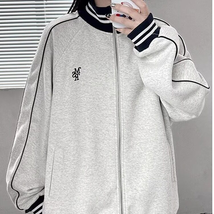 日系立领刺绣松弛感棒球服男女早秋外套宽松休闲学院风W18,男装卫衣,星座1116A（原606A-3）