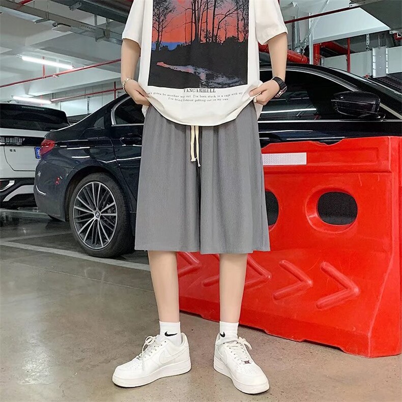 运动裤直筒百搭时尚潮牌男潮夏季宽松压褶冰丝短裤GD02P24,男装休闲裤,星座1116-2